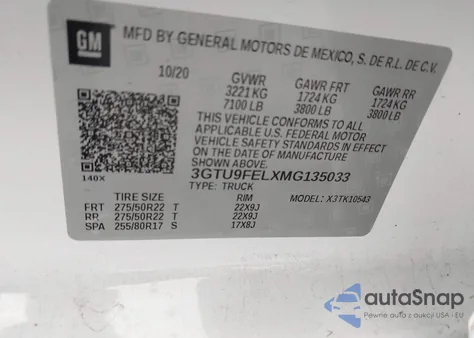 2021 GMC Sierra 1500 4Wd Short Box Denali from USA, damaged, VIN 3GTU9FELXMG135033